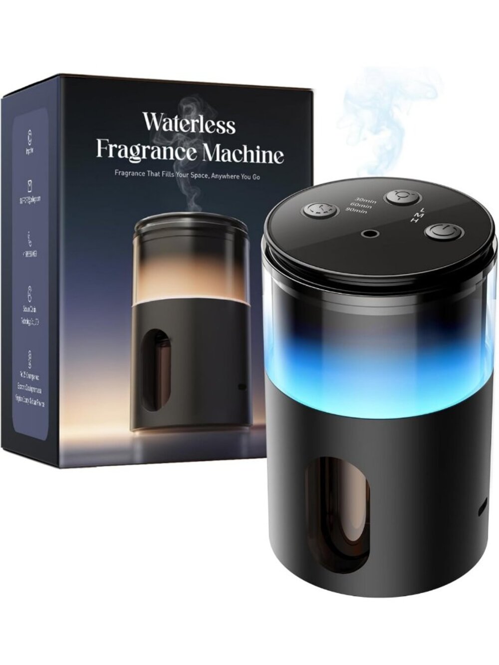 Waterless Essential Oil Diffuser with 9-Color LED Light for Home Relaxation